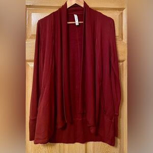 Athleta Deep Burgundy Open Front Cardigan size XXS EUC